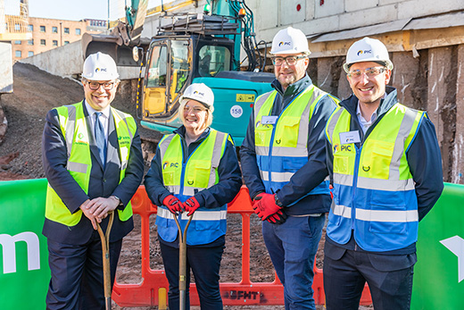 RT Hon Jeremy Quin MP along with members of the PIC Capital team at the ground-breaking event for the GPA First Street development, Manchester