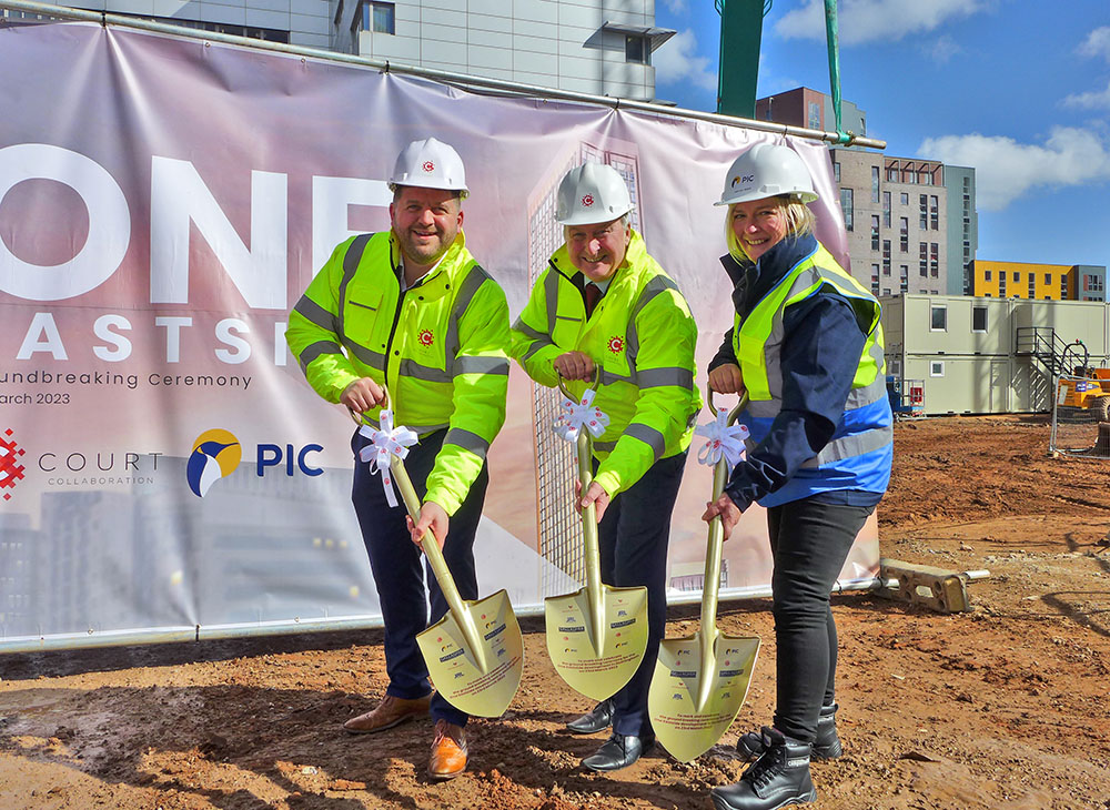 Alex Neale, Managing Director of Court Collaboration; Cllr Ian Ward, Leader of Birmingham City Council; Hayley Rees, Managing Director of PIC Capital