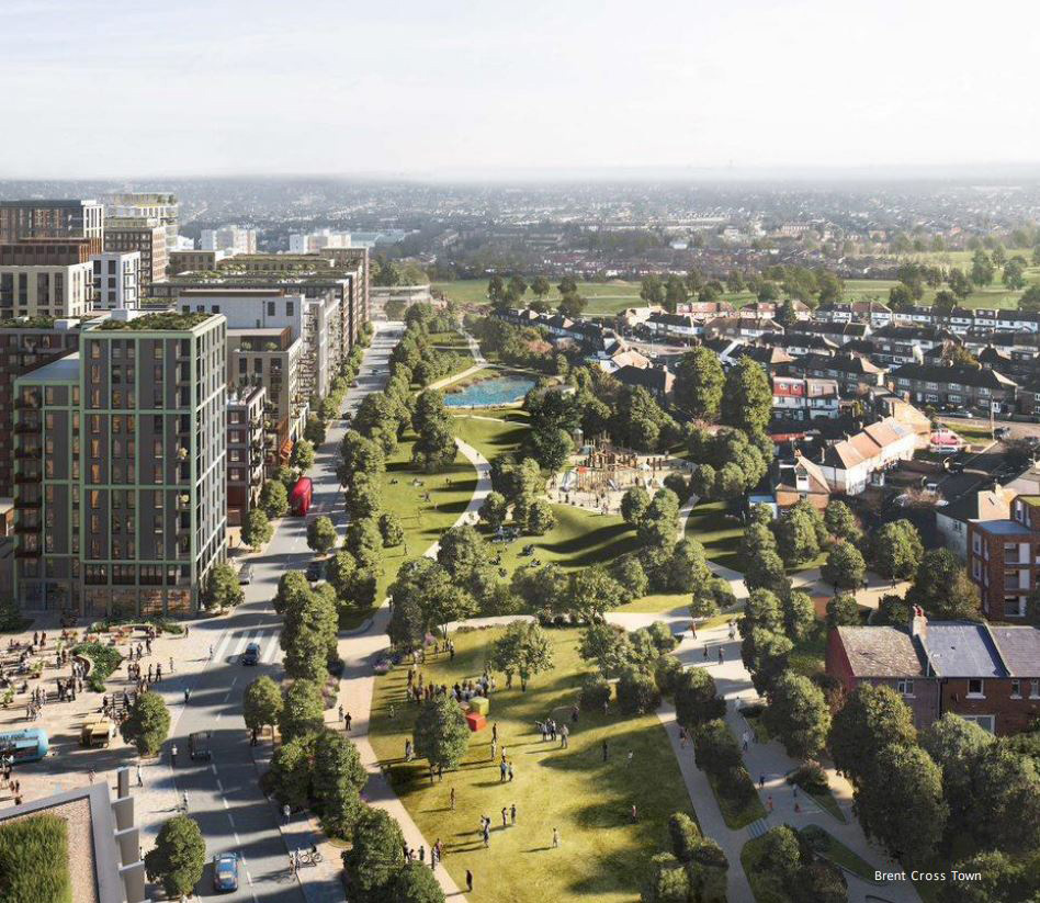  CGI image of buildings and green space